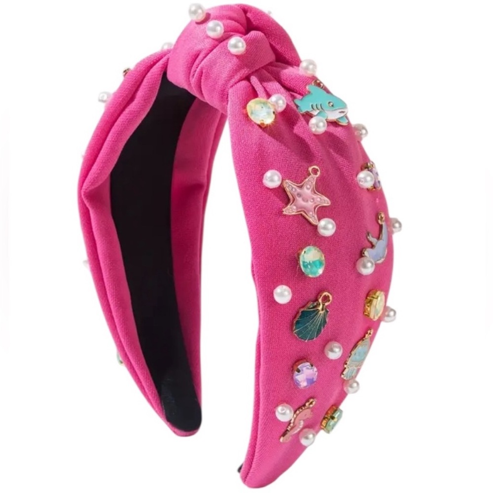 Rose Red Pearl and Sea Charm Embellished Headband